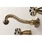 Kingston Brass KS3123RX Two-Handle Wall Mount Bathroom Faucet, Antique Brass KS3123RX - alternate 4